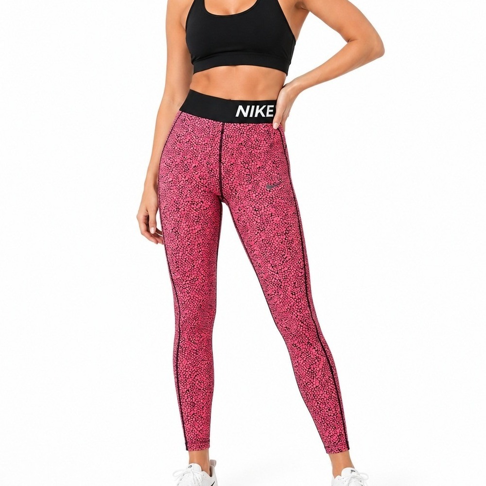 Nike Dri-FIT Women's XS Pink Black Pebble Print Run Fast Live Fearless Capri